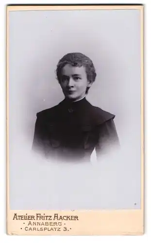 Fotografie Atelier Fritz Hacker, Annaberg, Carlsplatz 3, Junge Dame in eleganter Kleidung