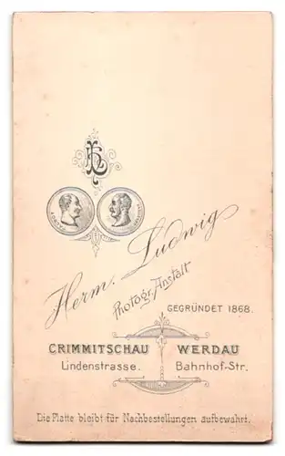 Fotografie H. Ludwig, Crimmitschau, Lindenstrasse, Junge Dame in eleganter Kleidung