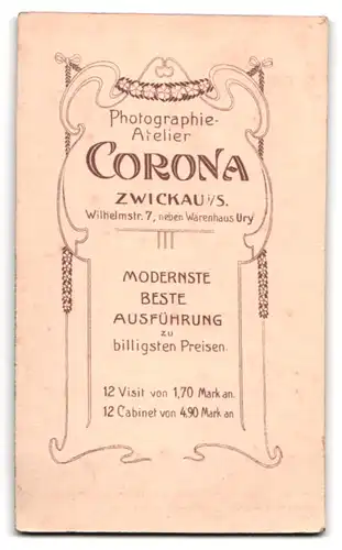 Fotografie Atelier Corona, Zwickau, Wilhelmstr. 7, Bürgerliche Dame mit lockigen Haaren