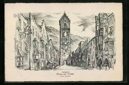 Künstler-AK Vipiteno, Torre di Città