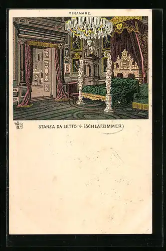 Lithographie Trieste, Miramare, Stanza da Letto