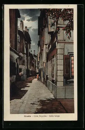 AK Grado, Calle Lunga nella Città Vecchia, Strasse in der Altstadt