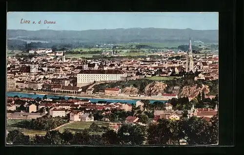 AK Linz a.d. Donau, Ortsansicht aus der Vogelschau