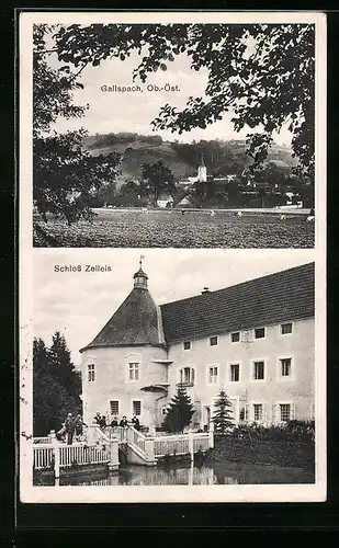 AK Gallspach, Ortsansicht mit Schloss Zeileis