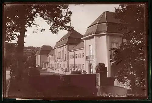 Fotografie Brück & Sohn Meissen, Ansicht Bad Elster, Partie am Albertbad mit Brücke von 1908