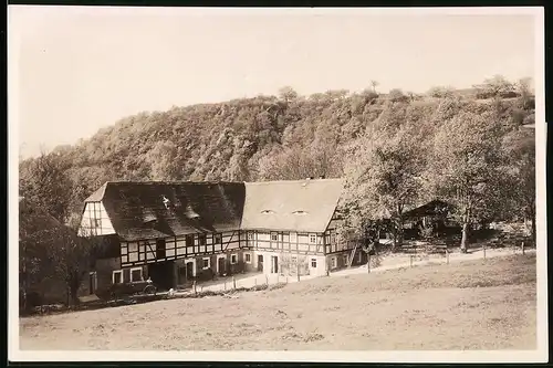 Fotografie Brück & Sohn Meissen, Ansicht Klipphausen, Blick auf das Gasthaus Neudeckmühle im Saubachtal