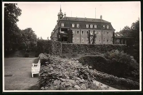 Fotografie Brück & Sohn Meissen, Ansicht Lichtenwalde i. Zschopautal, Blick aus dem Park auf das Schloss