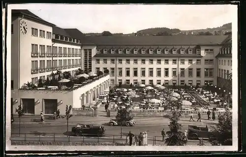 Fotografie Brück & Sohn Meissen, Ansicht Oberschlema, Blick nach dem Radiumbad Kurhaus