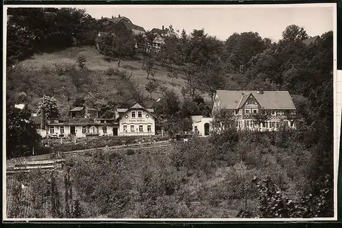 Fotografie Brück & Sohn Meissen, Ansicht Oberkipsdorf i. Erzg., Blick auf das Hotel Wilhelmshöhe und Haus Gustav Holfert