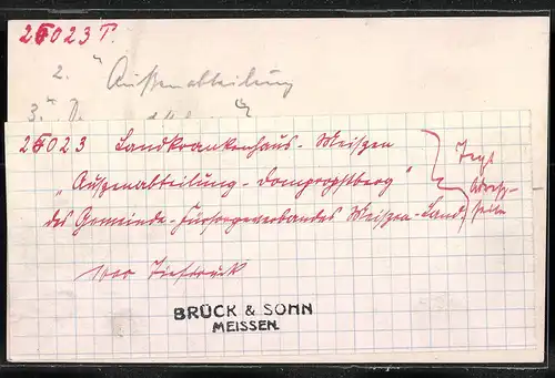 Fotografie Brück & Sohn Meissen, Ansicht Meissen i. Sa., Blick auf die Aussenabteilung Domprobstberg des Landkrankenhaus
