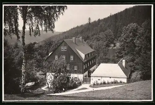 Fotografie Brück & Sohn Meissen, Ansicht Bärenfels im Erzg., Blick auf das Alte Forsthaus