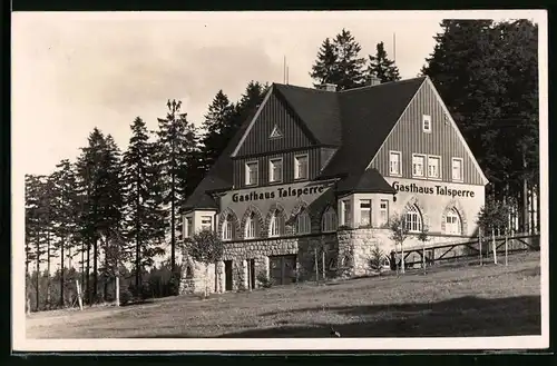 Fotografie Brück & Sohn Meissen, Ansicht Carlsfeld i. Erzg., Blick auf das Gasthaus Talsperre