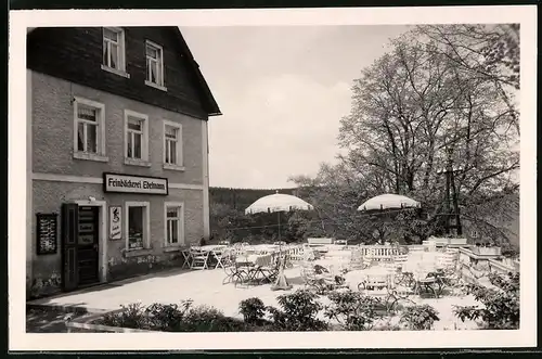 Fotografie Brück & Sohn Meissen, Ansicht Bärenfels im Erzg., Partie an der Feinbäckerei Edelmann, Ansichtskarten Kasten