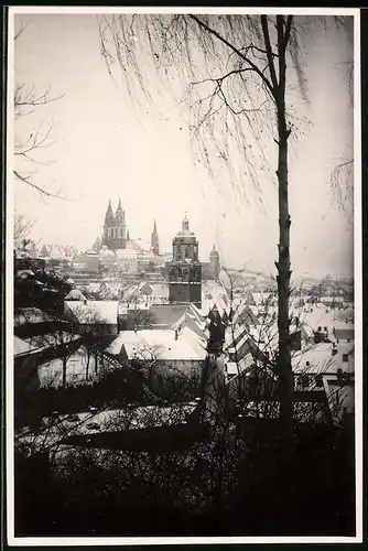 Fotografie Brück & Sohn Meissen, Ansicht Meissen i. Sa., Blick über die Dächer der Stadt im Winter