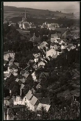 Fotografie Brück & Sohn Meissen, Ansicht Sebnitz i. Sa., Blick auf die Stadt mit Wohnhäusern