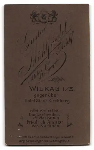 Fotografie G. Mühlfrieder Nachf., Wilkau, Zwei Geschwister in schwarzer Kleidung