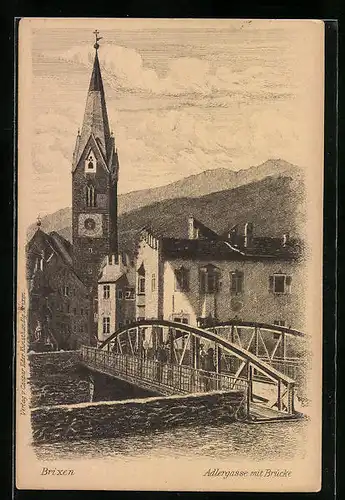 AK Brixen, Adlergasse mit Brücke