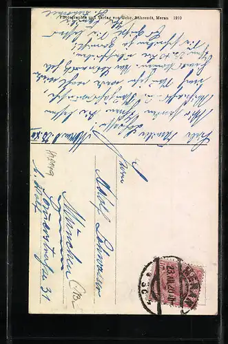 AK Alt-Meran, Ortspartie mit Rindergespann