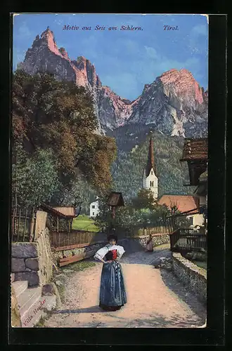 AK Seis, Ortsansicht mit dem Schlern