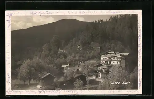 AK Stumm-März /Zillertal, Ortspartie mit Berg