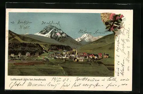 Lithographie Igls bei Innsbruck, Teilansicht