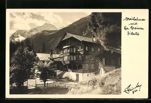 AK Ginzling /Zillertal, Gasthaus Breitlahner mit Gr. Greiner