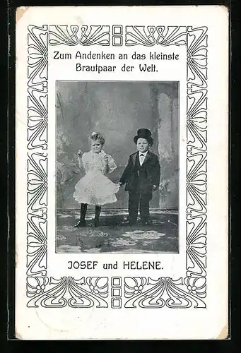 Passepartout-AK Josef und Helene, das kleinste Brautpaar der Welt