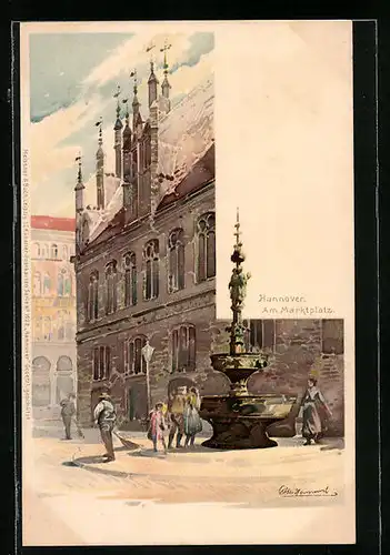 Künstler-AK Otto Hammel: Hannover, Am Marktplatz