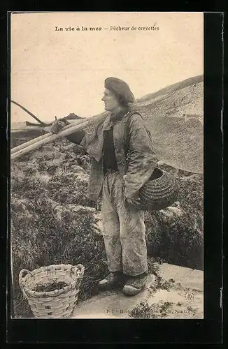 AK La vie a la mer, Pecheur de crevettes, Krebsfischer