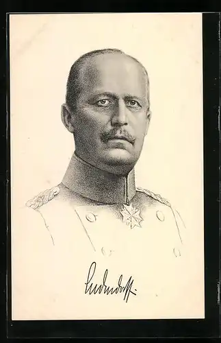 Künstler-AK Portrait von Erich Ludendorff in Uniform