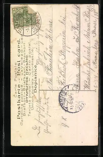 Präge-AK Gretelein am Spinnrad