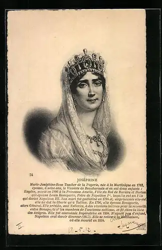 AK Josephine im Kleid mit Krone