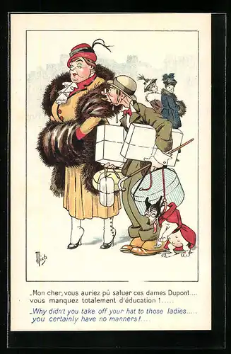 Künstler-AK Jean-Marie Michel Liebeaux: Why didn`t you take off your hat to those ladies...