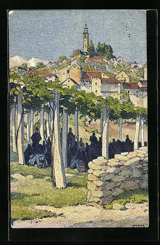 Künstler-AK Carl Moos: Pergolato nel Ticino Meridionale