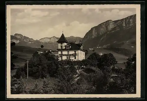 AK Weissbad, Blick zum Hotel-Pension Belvedere
