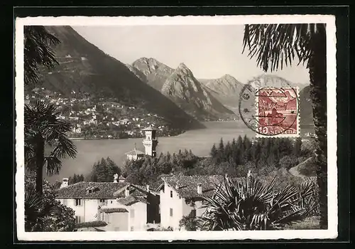 AK Porlezza /Lago di Lugano, Sfondo di Porlezza, Panorama