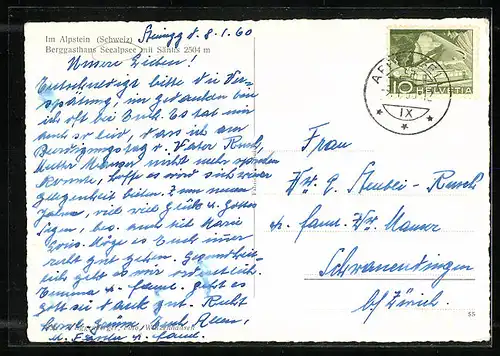 AK Seealpsee, Berggasthaus mit Säntis im Alpstein