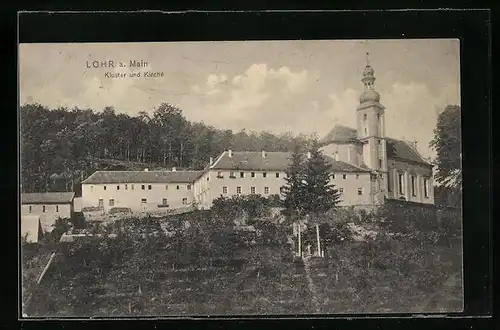 AK Lohr am Main, Kloster und Kirche aus der Vogelschau