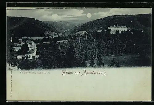 AK Schwarzburg, Ortsansicht aus der Vogelschau