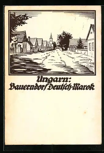 Künstler-AK Deutsch-Marok, Strassenpartie im Bauerndorf
