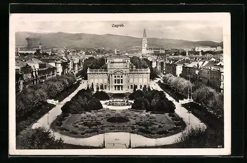 AK Zagreb, Ortsansicht mit Schloss und Parkanlage