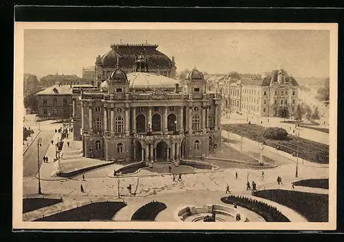 AK Zagreb, Nationaltheater aus der Vogelschau