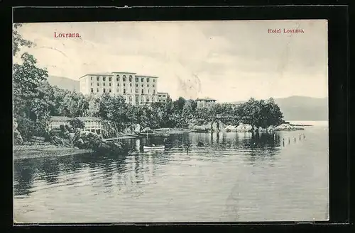 AK Lovrana, Hotel Lovrana vom Wasser aus gesehen