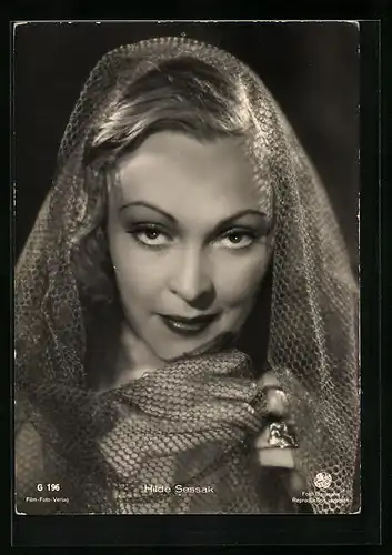 AK Schauspielerin Hilde Sessak in schwarzweiss fotografiert