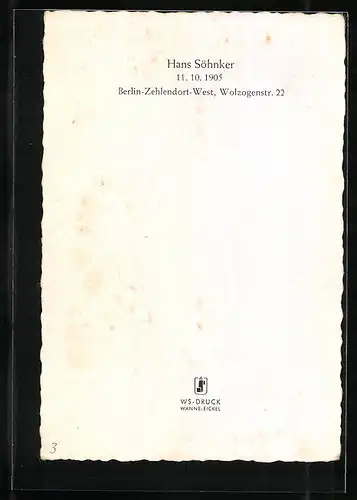 AK Schauspieler Hans Söhnker mit gegelten Haaren