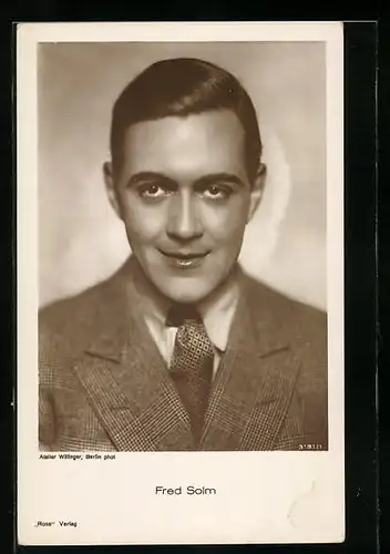 AK Schauspieler Fred Solm in schwarzweiss fotografiert