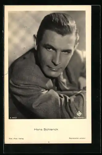 AK Schauspieler Hans Schlenck mit ernster Mimik