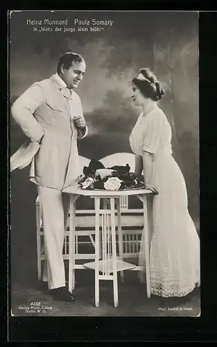AK Schauspieler Heinz Monnard und Paula Somary in Wenn der junge Wein blüht