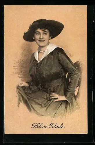 AK Schauspielerin Helene Schulz mit einem Hut