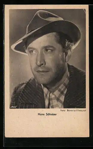 AK Schauspieler Hans Söhnker mit einem Hut